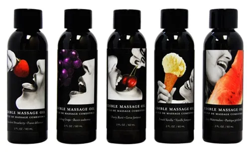 Couples Edible Massage Oil 25 Count Display 2 Fl Oz Bottles Assorted Flavors Earthly Body