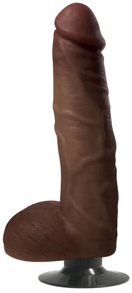 Curve Toys Dildos Jock 9 Inch Vibrating Dong With Balls Chocolate