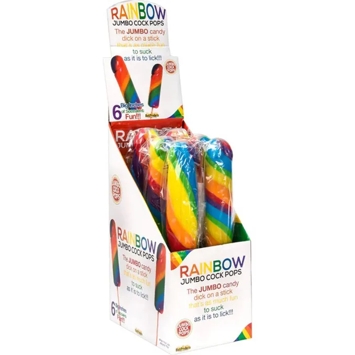 Dildos Hott Products Jumbo Rainbow Cock Pops 6 Piece Display
