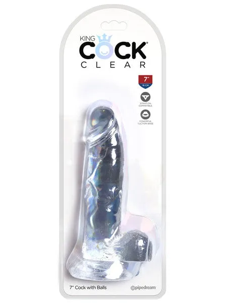 Dildos Pipedream Products King Cock Clear 7 in Cock with Balls