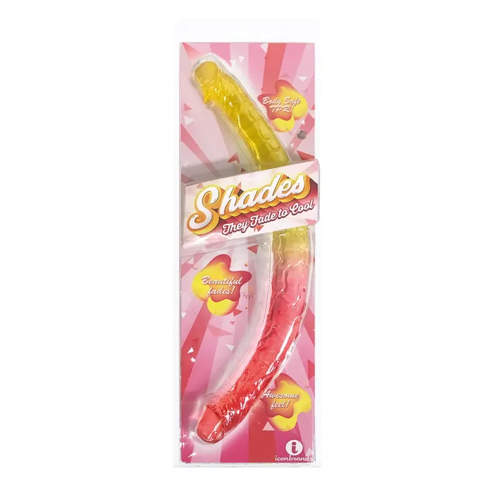 Dildos Shades 17 Inch Double Dong Pink and Yellow Icon Brands