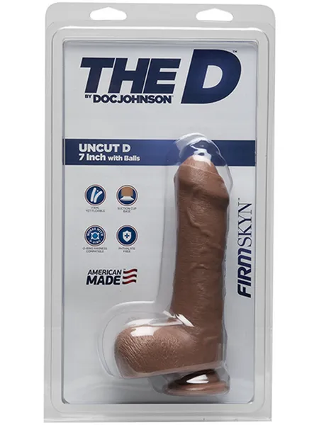 Doc Johnson Dildos The D Uncut D 7 Inch with Balls FIRMSKYN Caramel