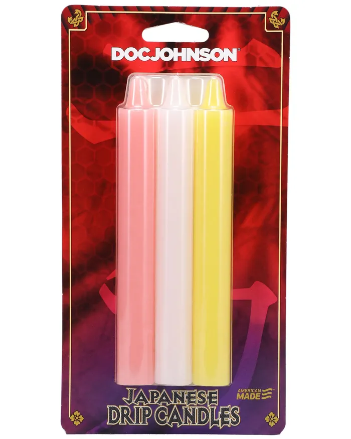 Doc Johnson Vibrators Japanese Drip Candles 3 Pack Pink White Yellow