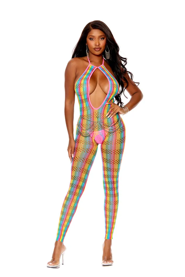 Elegant Moments Bodystockings Playsuits Deep v Bodystocking One Size Multicolor Elegant Moments Bodystockings Playsuits Deep v Bodystocking One Size Multicolor