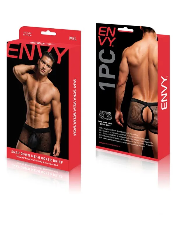 Envy Snap Down Mesh Boxer BriefBlackML Baci Anal Envy Snap Down Mesh Boxer BriefBlackML Baci Anal