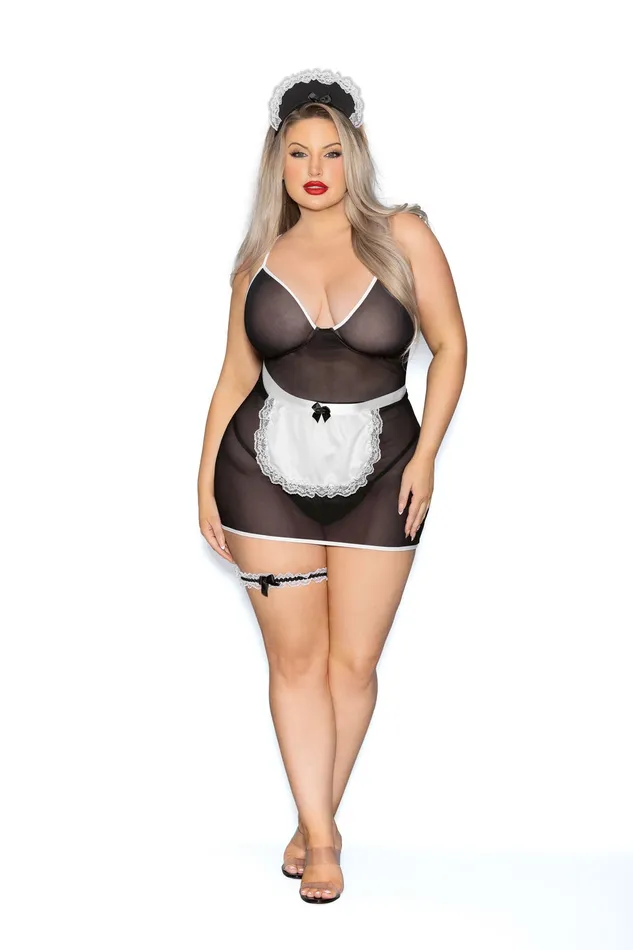 Escante Anal Private Maid 5 Pc Set Queen Size Blackwhite