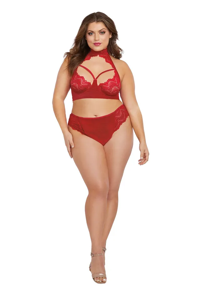 Female Sex Toys Dreamgirl Bra and Panty Queen Size Rouge
