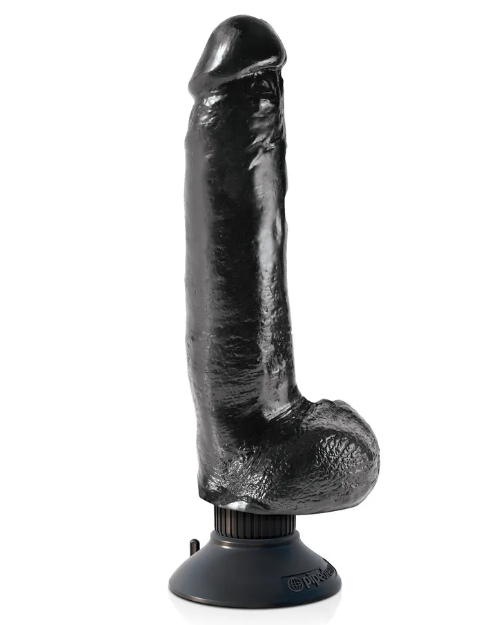 King Cock 9Inch Vibrating Cock With Balls Black Pipedream Dildos