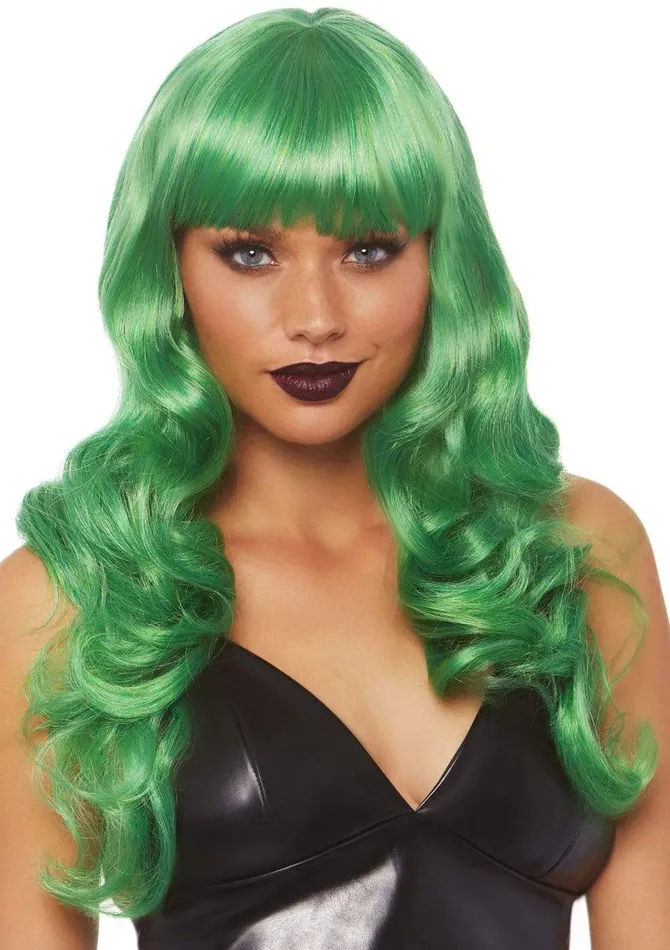 Leg Avenue Anal 24 Inch Misfit Long Wavy Bang Wig Green