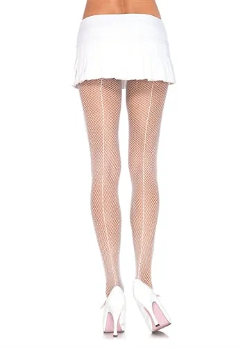 Leg Avenue Fishnet Backseam Pantyhose One Size White Teddies And Bodies