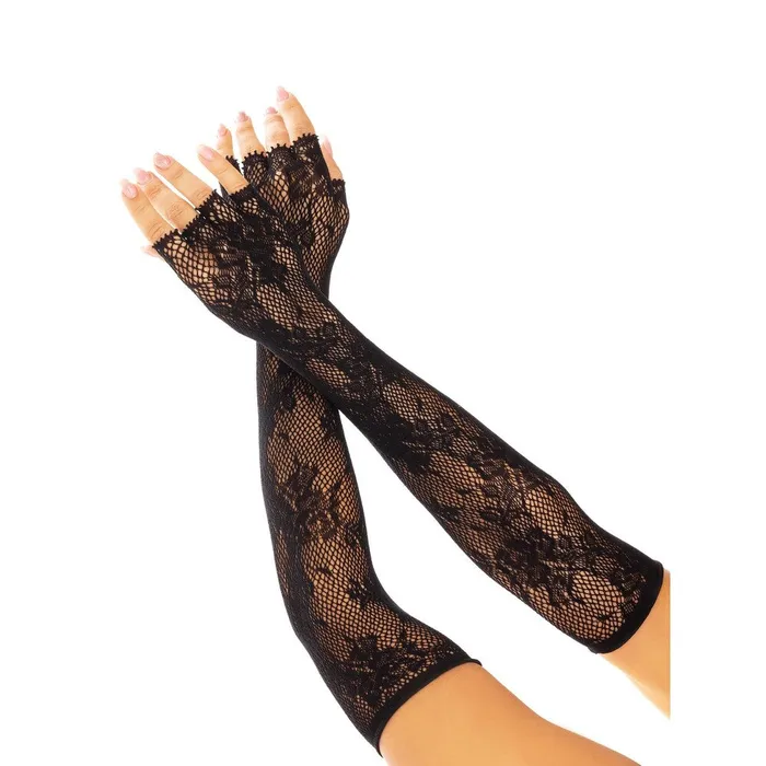 Leg Avenue Lingerie Anal Leg Ave Floral Net Fingerless Gloves Black