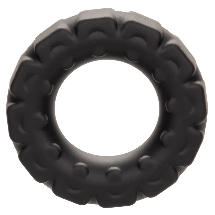 Male Sex Toys Alpha Liquid Silicone Prolong Tread Ring Black CalExotics