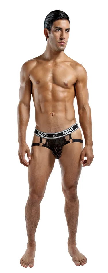 Male Sex Toys Male Power Peep Show Jock Ring Large XLarge Black