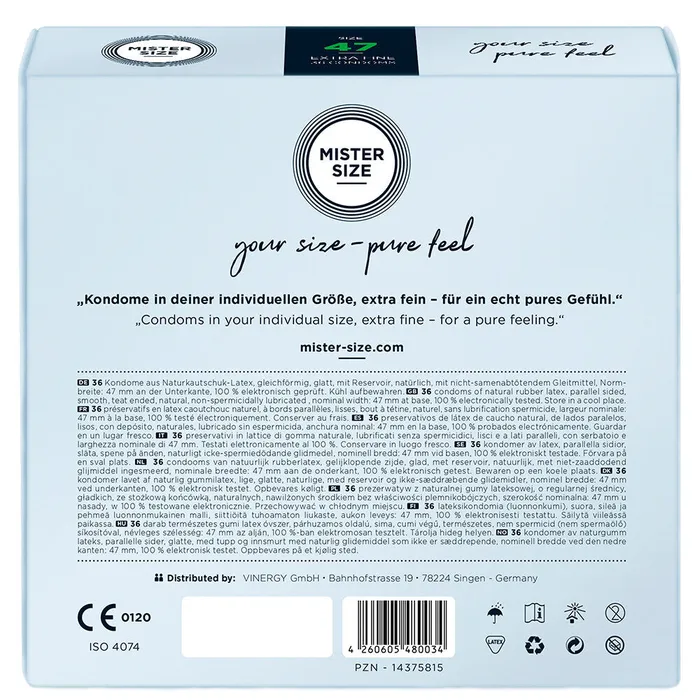 Mister Size Male Sex Toys Mister Size 47mm Your Size Pure Feel Condoms 36 Pack