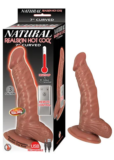 Natural Realskin Hot Cock Curved 7 Inch Brown Nasstoys Dildos