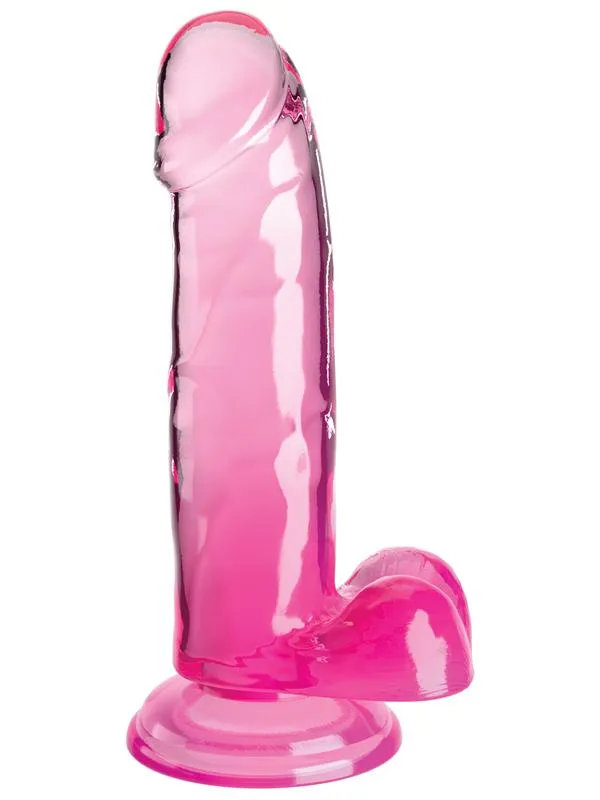 Pipedream Products Dildos King Cock Clear 7 in with balls Pink