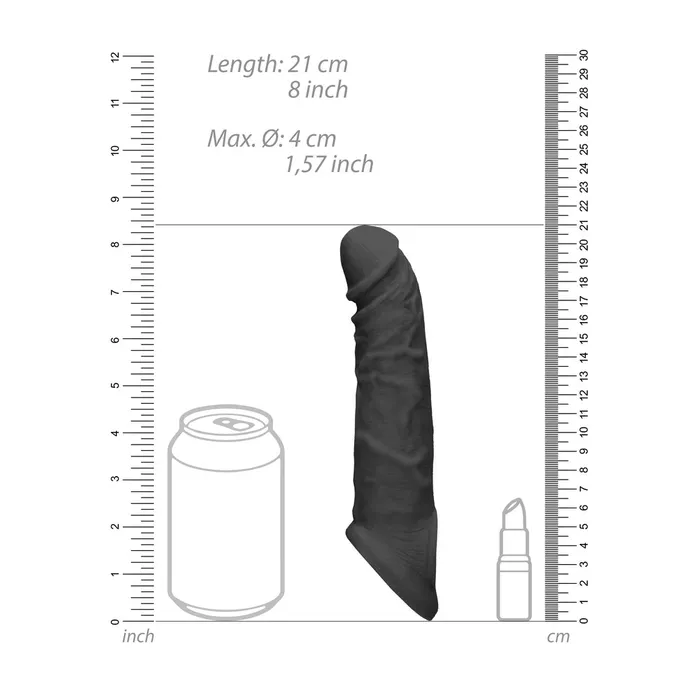 RealRock 8 Inch Penis Sleeve Black Shots Toys Anal RealRock 8 Inch Penis Sleeve Black Shots Toys Anal