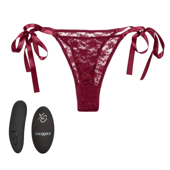 Remote Control Lace Thong Set Burgundy CalExotics Female Sex Toys