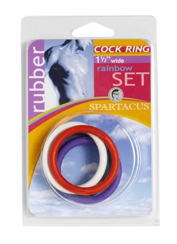 Spartacus Dildos Rubber CRing Set 15 Inches Rainbow