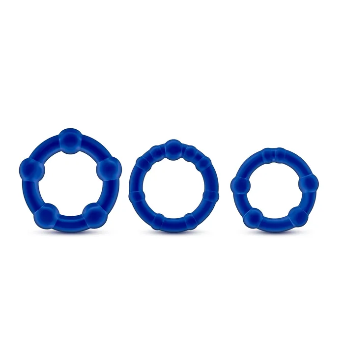 Stay Hard Beaded Cock Rings 3 Pack Blue Blush Dildos
