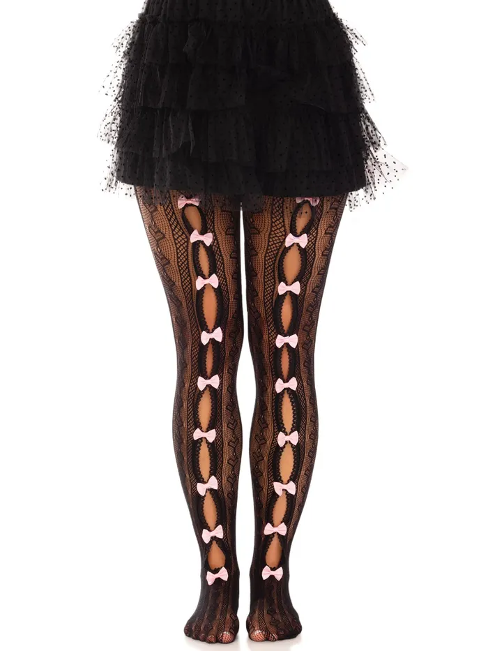 Sweetheart Striped Net Tights With Keyhole and Mini Bow Detail One Size Black Leg Avenue Bodystockings Playsuits Sweetheart Striped Net Tights With Keyhole and Mini Bow Detail One Size Black Leg Avenue Bodystockings Playsuits