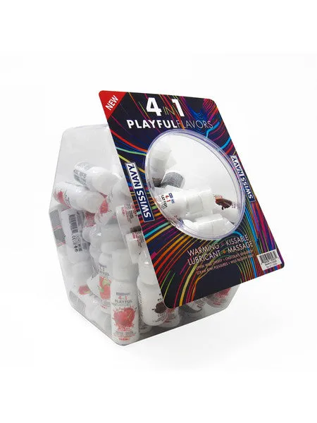 Swiss Navy Playful 4 In 1 Assort Flavors 1oz295 ml Fishbowls 50 Pieces Swiss Navy Female Sex Toys Swiss Navy Playful 4 In 1 Assort Flavors 1oz295 ml Fishbowls 50 Pieces Swiss Navy Female Sex Toys