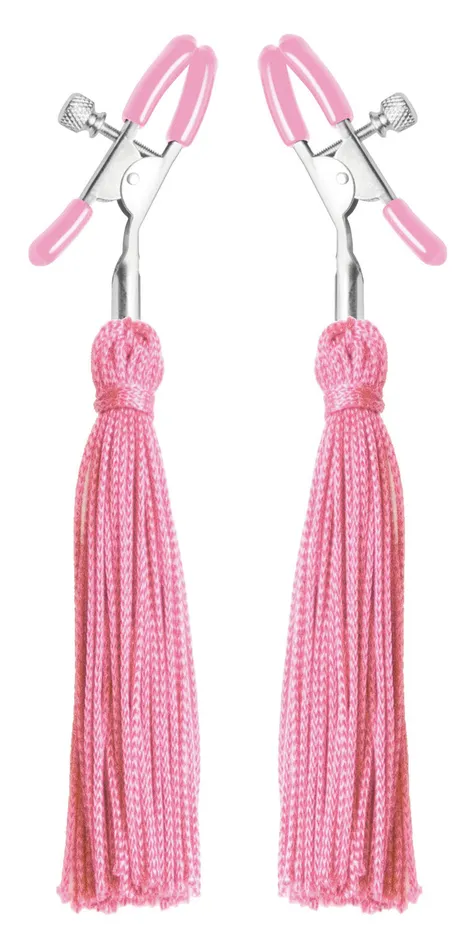 Tickle Me Pink Nipple Clamp Tassels XR Brands Frisky Vibrators