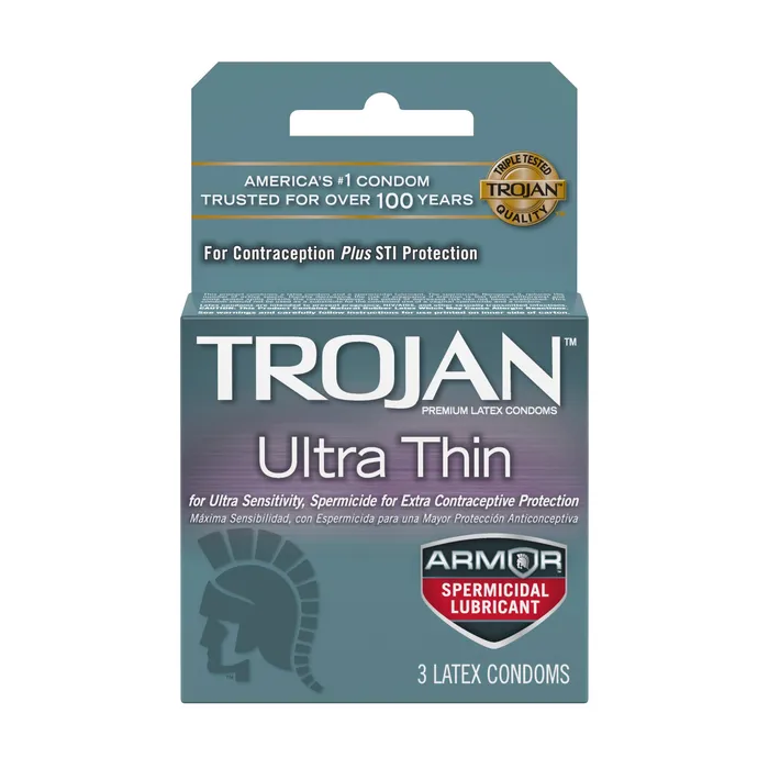 Trojan Condoms Trojan Ultra Thin Armor Spermicidal Condoms 3 Pack Male Sex Toys