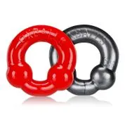 Ultraballs 2Piece Cockring Set Steel Red Oxballs Anal