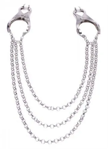 Vibrators Affix Triple Chain Nipple Clamps XR Brands Master Series