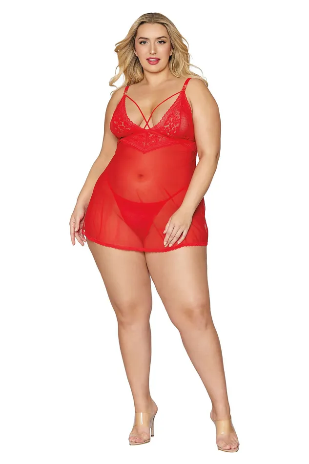 Vibrators Dreamgirl Babydoll and GString Queen Size Lipstick Red