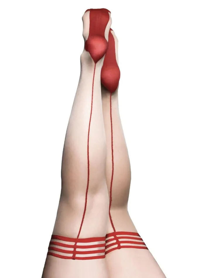 Vibrators Kixies Whitney Red Back Seam Thigh High Size a Nude