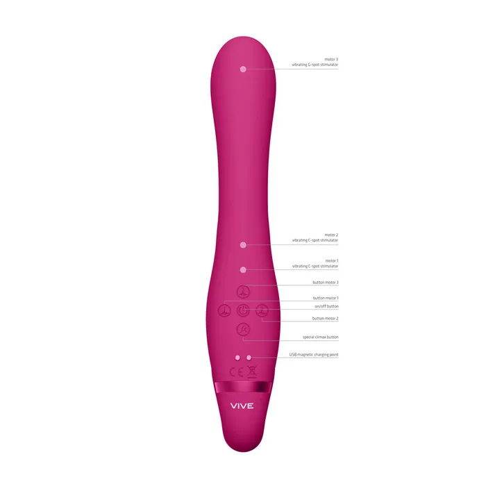 Vibrators Shots Toys Vive Suki Triple Action Strapless Strap On Vibrator Pink