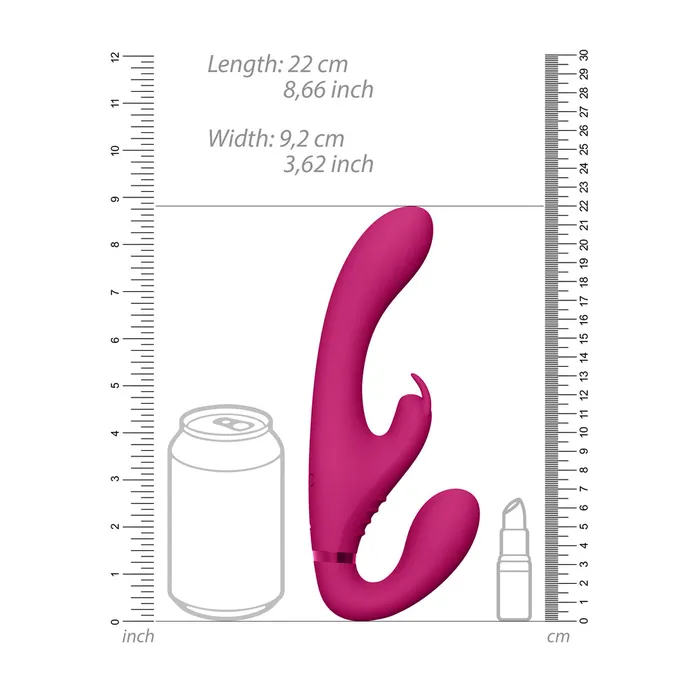 Vibrators Shots Toys Vive Suki Triple Action Strapless Strap On Vibrator Pink