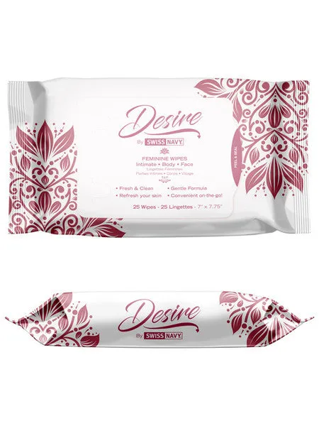 Vibrators Swiss Navy Desire Unscented Feminine Wipes 25ct6ct Display Box