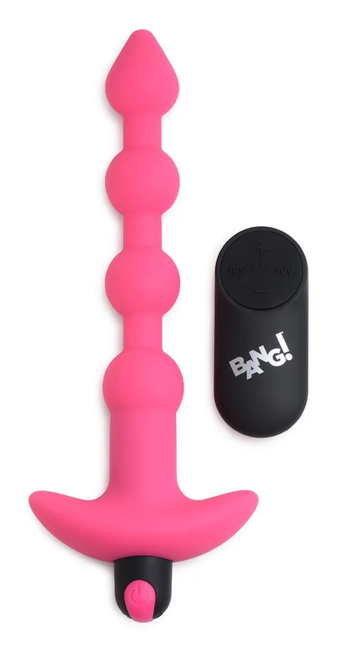 XR Brands Bang Male Sex Toys Bang Vibrating Silicone Anal Beads and Remote Control Pink XR Brands Bang Male Sex Toys Bang Vibrating Silicone Anal Beads and Remote Control Pink